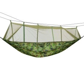 600lbs Load 2 Persons Hammock w/Mosquito Net Outdoor Hiking Camping Hommock Portable Nylon Swing Hanging Bed w/ Strap Hook Carry Bag (Option: Cfg)
