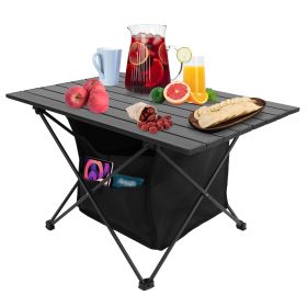 1Pc Foldable Camping Table With Storage Basket Rustproof Portable Aluminum Alloy Roll-Up Camping Table With Carrying Bag For Camping Hiking BBQ Picnic (Option: L Size)